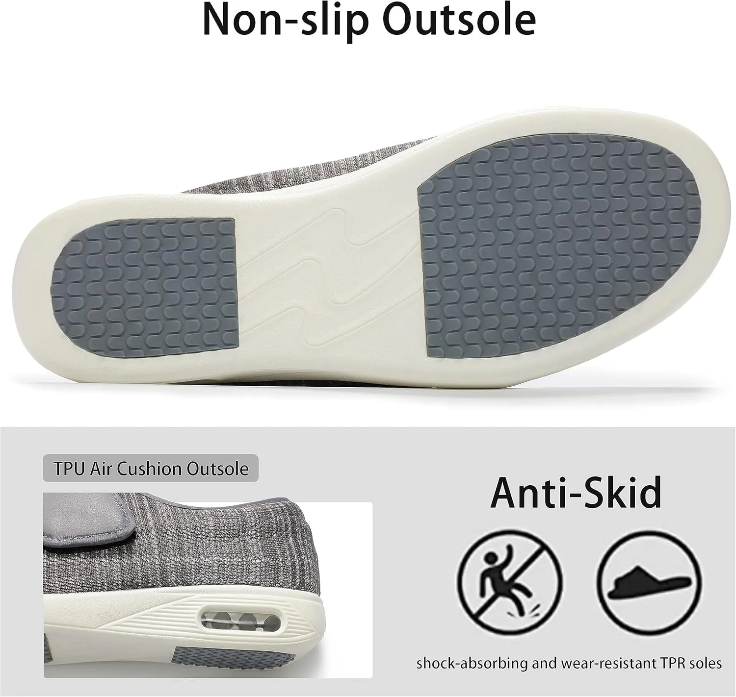 QHBPMGAD Diabetic Shoes for Women, Women's Wide Width Elderly Shoes, Adjustable Hook and Loop Closure Anti-Slip Breathable Lightweight, Swollen Feet Walking Edema Sneakers