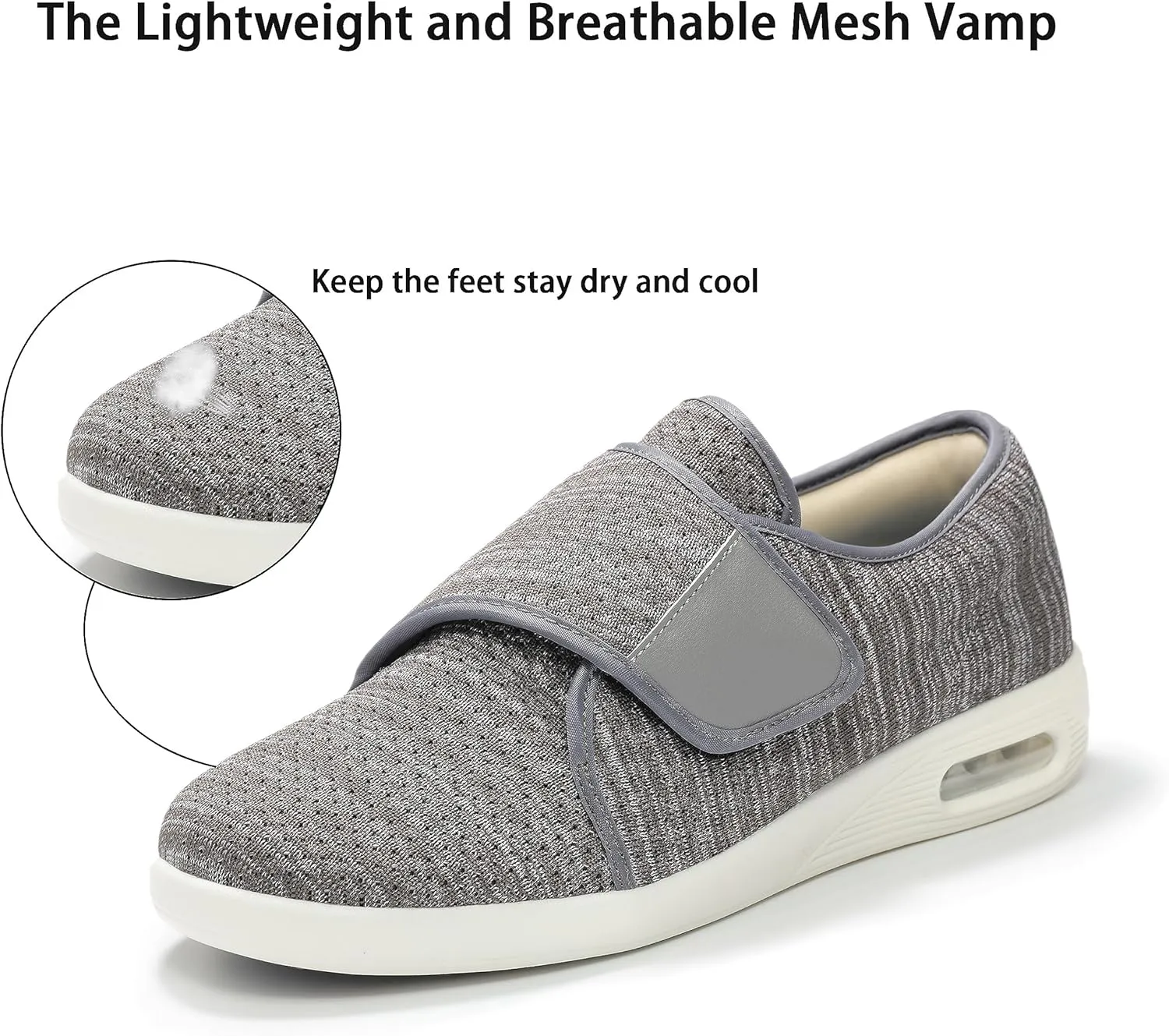 QHBPMGAD Diabetic Shoes for Women, Women's Wide Width Elderly Shoes, Adjustable Hook and Loop Closure Anti-Slip Breathable Lightweight, Swollen Feet Walking Edema Sneakers