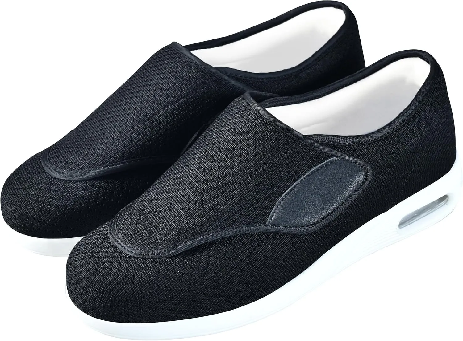 QHBPMGAD Mens Diabetic Shoes for Men Extra Wide Slip on Shoes for Swollen Feet Adjustable Hook and Loop Closure Anti-Slip Breathable Edema Walking Shoes