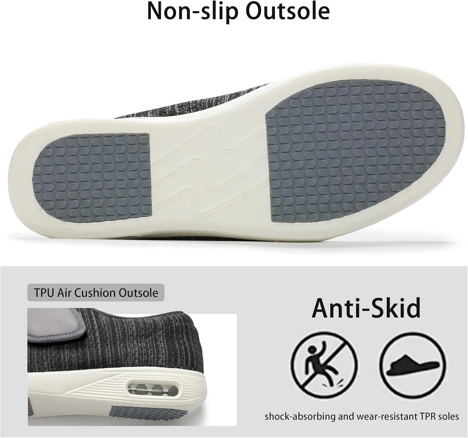QHBPMGAD Women's Diabetic Shoes, Wide Width Elderly Sneakers for Women, Adjustable Hook and Loop Closure Non-Slip Breathable, Swollen Feet Walking Edema Shoes