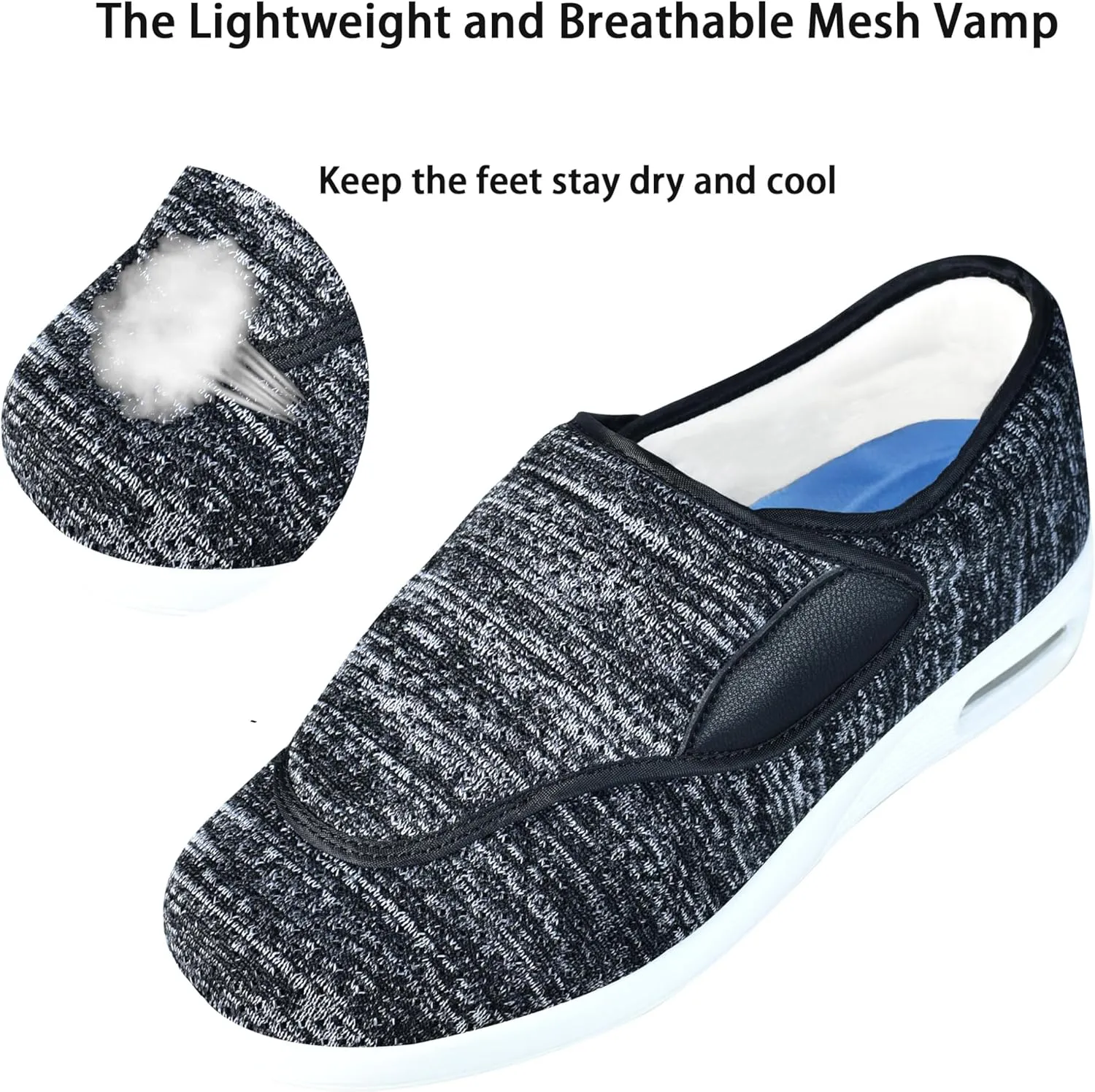 QHBPMGAD Women's Diabetic Shoes, Wide Width Elderly Sneakers for Women, Adjustable Hook and Loop Closure Non-Slip Breathable, Swollen Feet Walking Edema Shoes