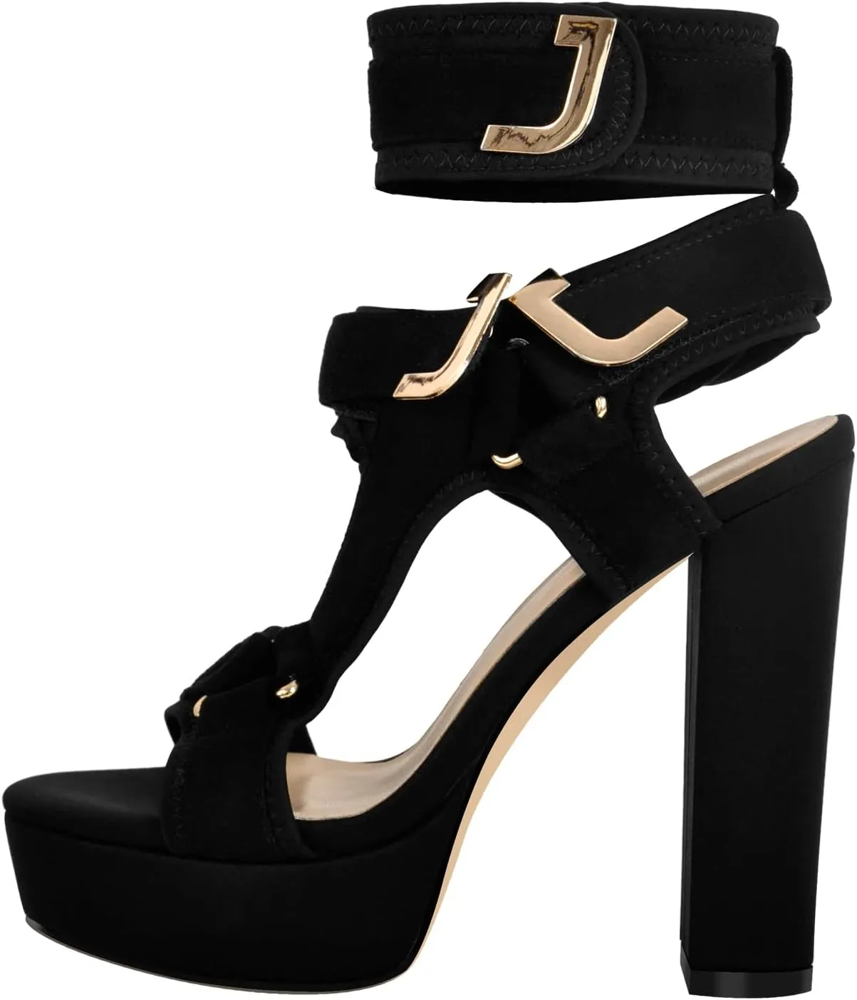 Rainbow Chunky Block High Platform Heel Peep Open Toe Sandals Ankle Strap