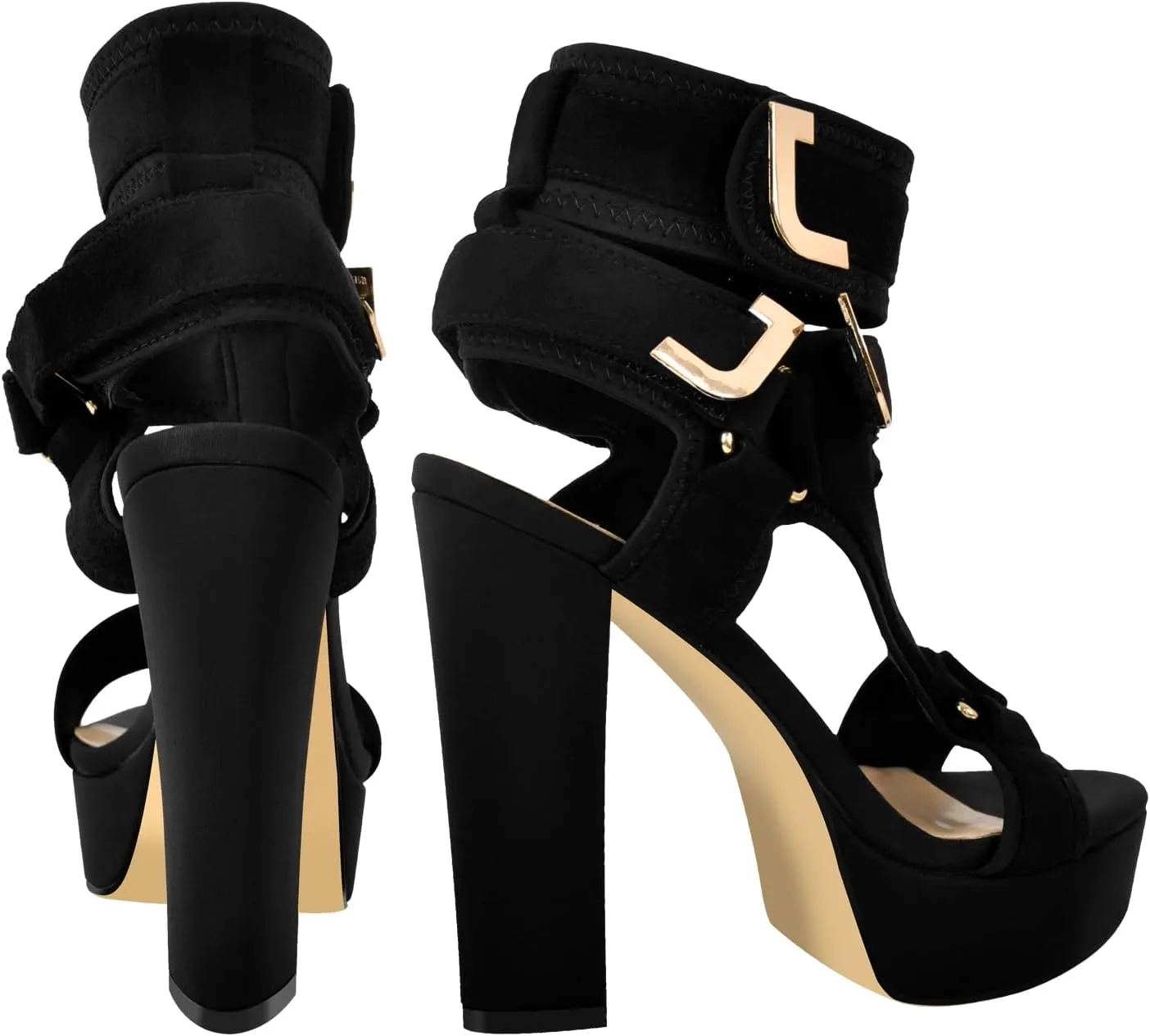 Rainbow Chunky Block High Platform Heel Peep Open Toe Sandals Ankle Strap