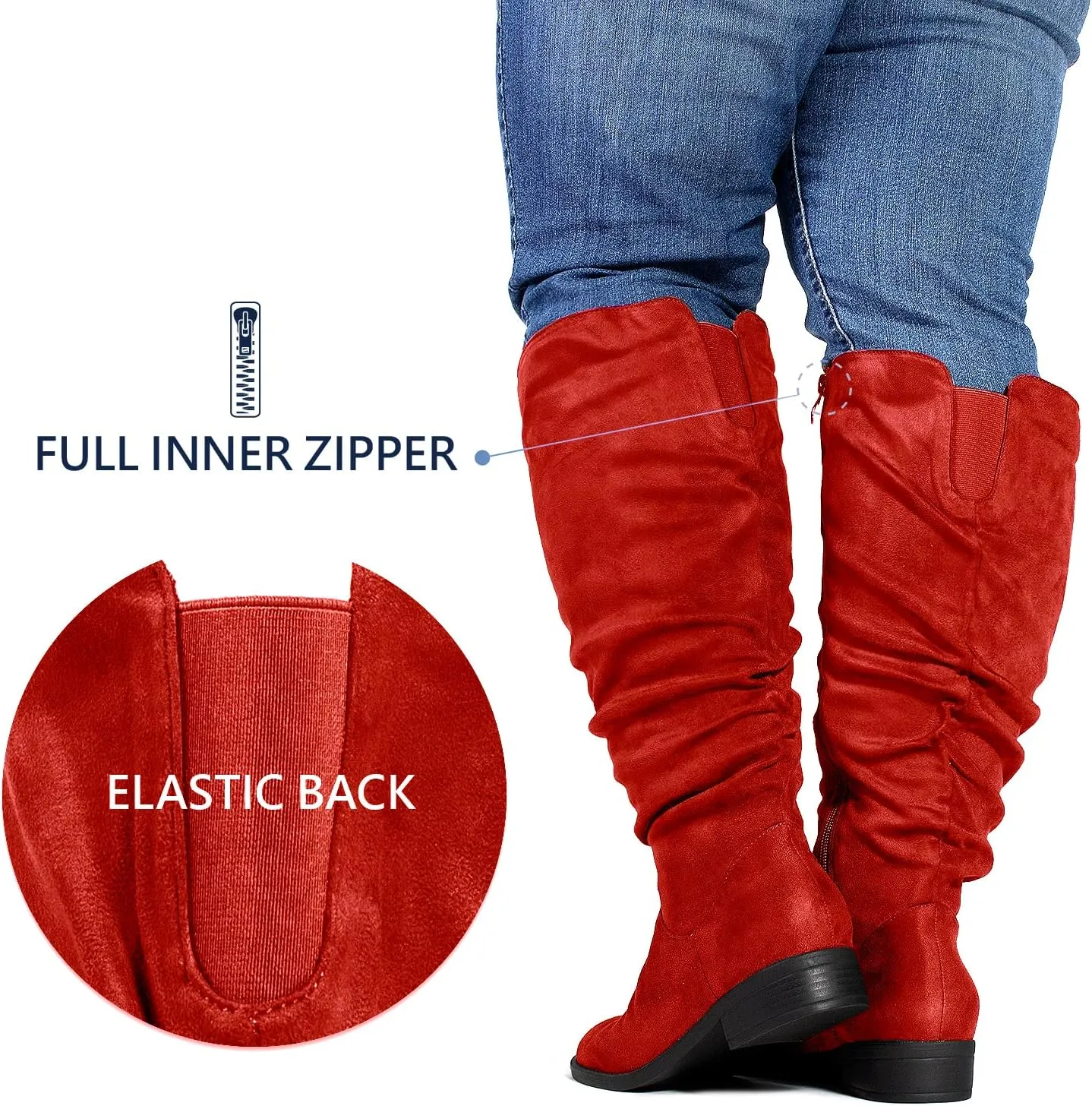 RF ROOM OF FASHION Women's WIDE CALF Slouchy Knee High Boots