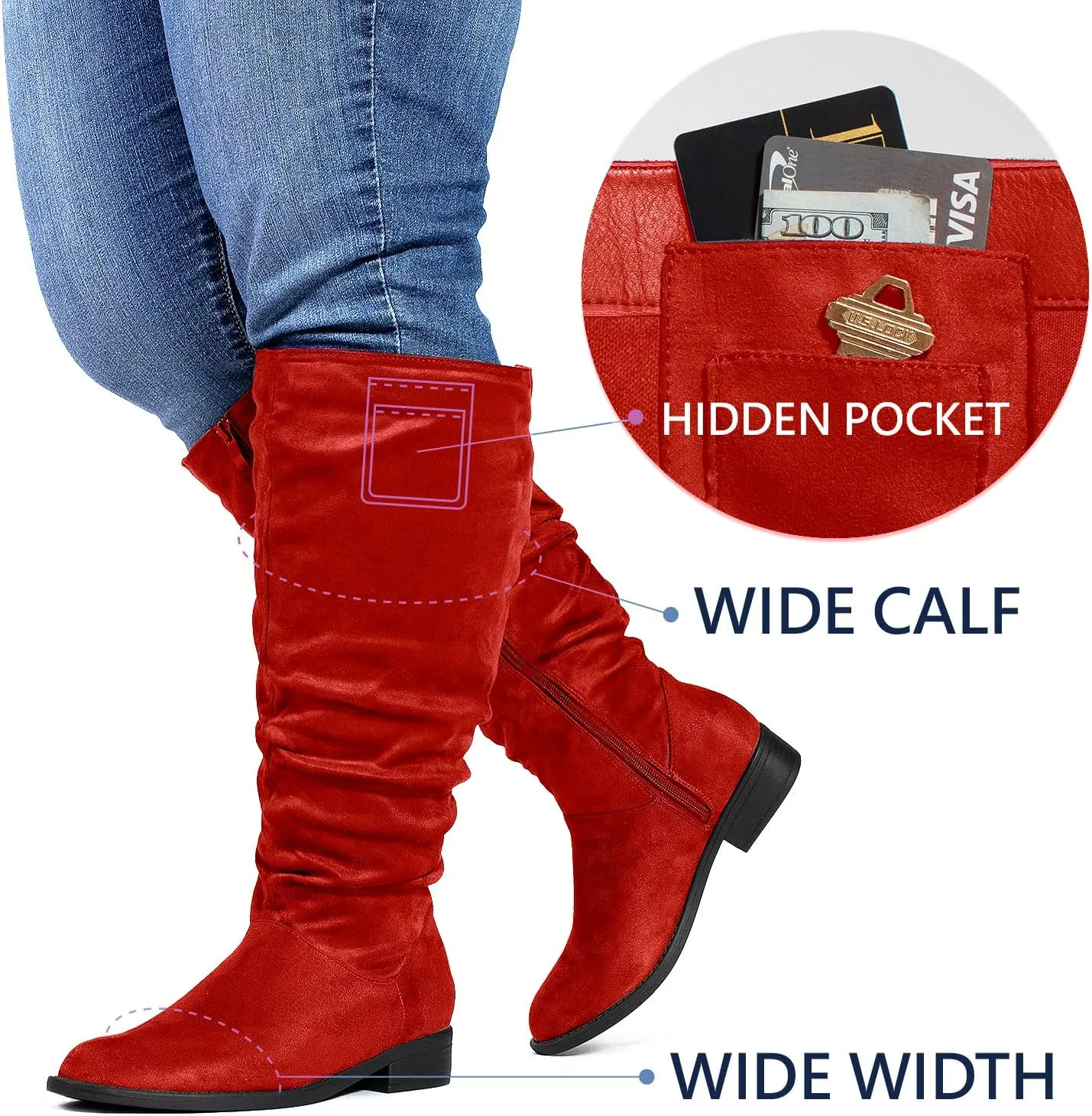 RF ROOM OF FASHION Women's WIDE CALF Slouchy Knee High Boots