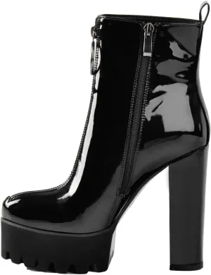 richealnini Women's Platform Block High Heel Ankle Boots Party Dress