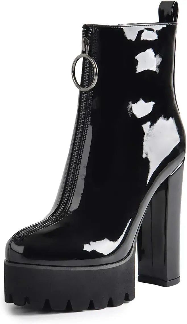 richealnini Women's Platform Block High Heel Ankle Boots Party Dress
