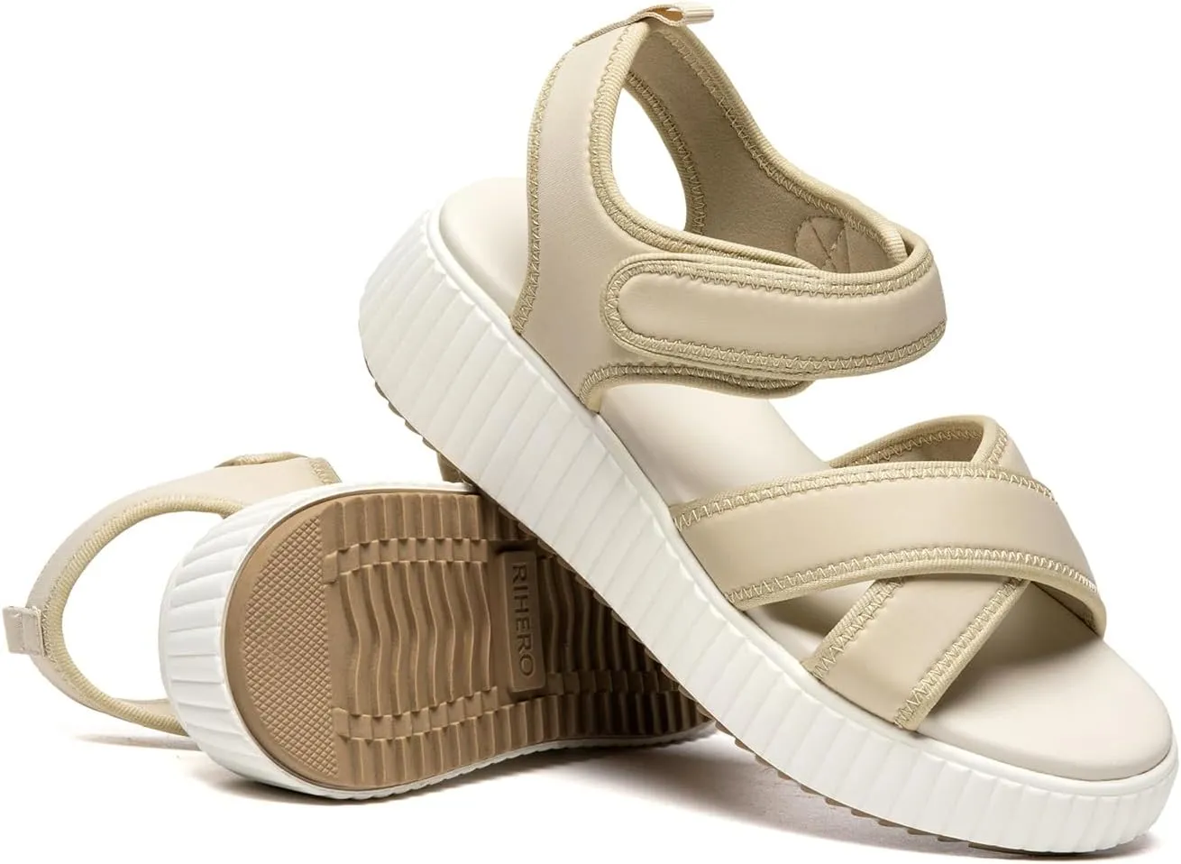 Rihero Women's Comfortable Platform Sport Sandals Open Toe Soft Adjustable Summer Beach Wedge Sandals