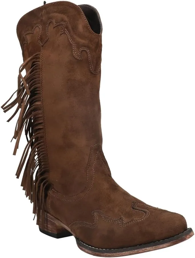 ROPER Womens Brianna Round Toe Casual Boots Mid Calf Low Heel 1-2" - Brown