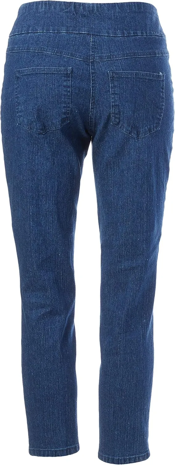 Ruby Rd. Womens Womens Plus-Size Mid-Rise Pull-on Straight Extra Stretch Denim Ankle Pant