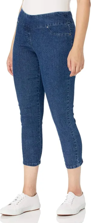 Ruby Rd. Womens Womens Plus-Size Mid-Rise Pull-on Straight Extra Stretch Denim Ankle Pant