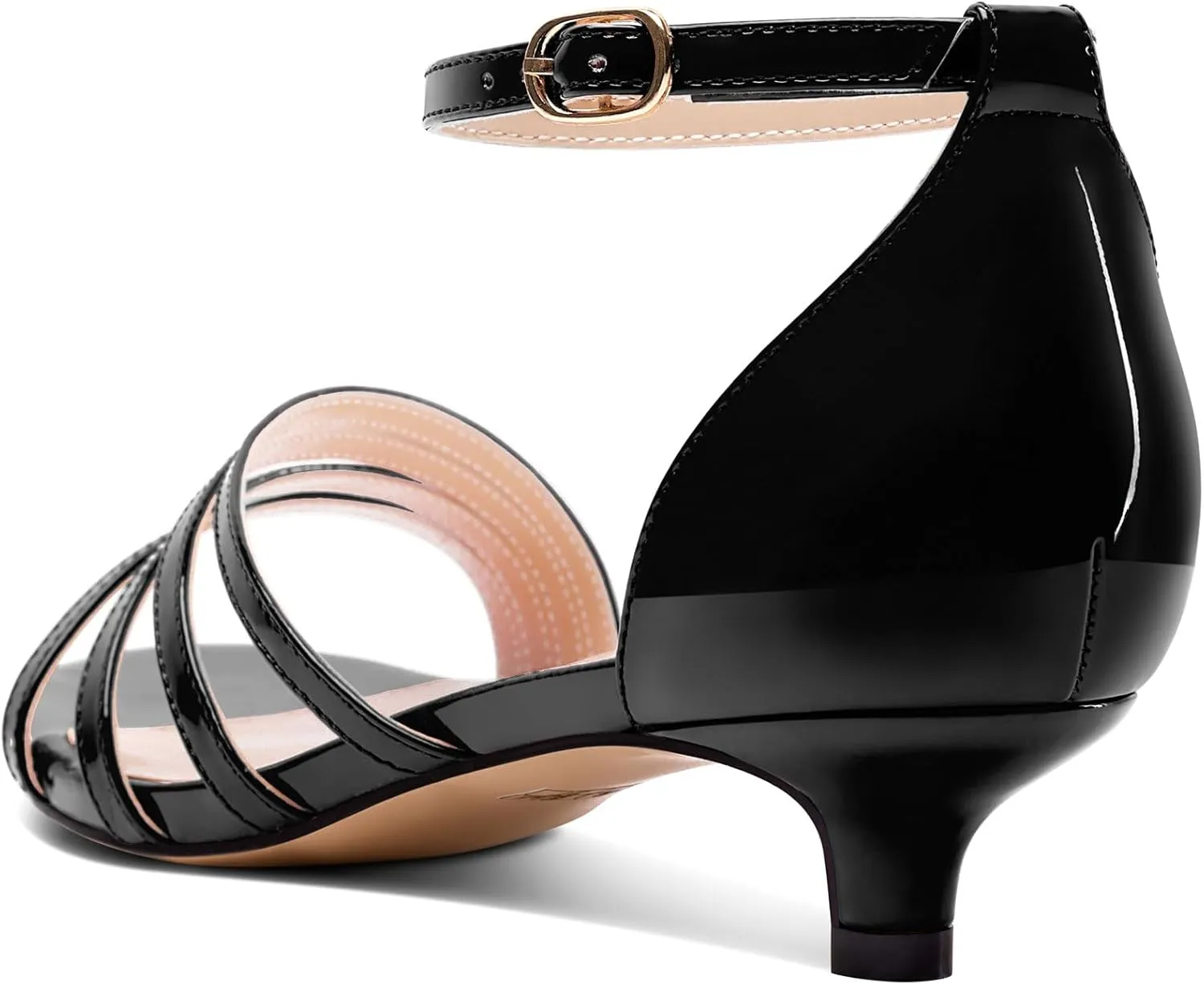 Saekcted Womens Kitten Low Heel Open Toe Sandals Ankle Strap Buckle Dress Shoes Wedding Casual Party 1.2 Inches Heels
