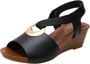 Sandal for Women Comfortable Casual Low Wedge Sandals Fashion Breathable Fish Mouth Cross Belt Platform Shoes Adjustable Back Ankle Strap Slides Walking Sandals All-Match Shoes
