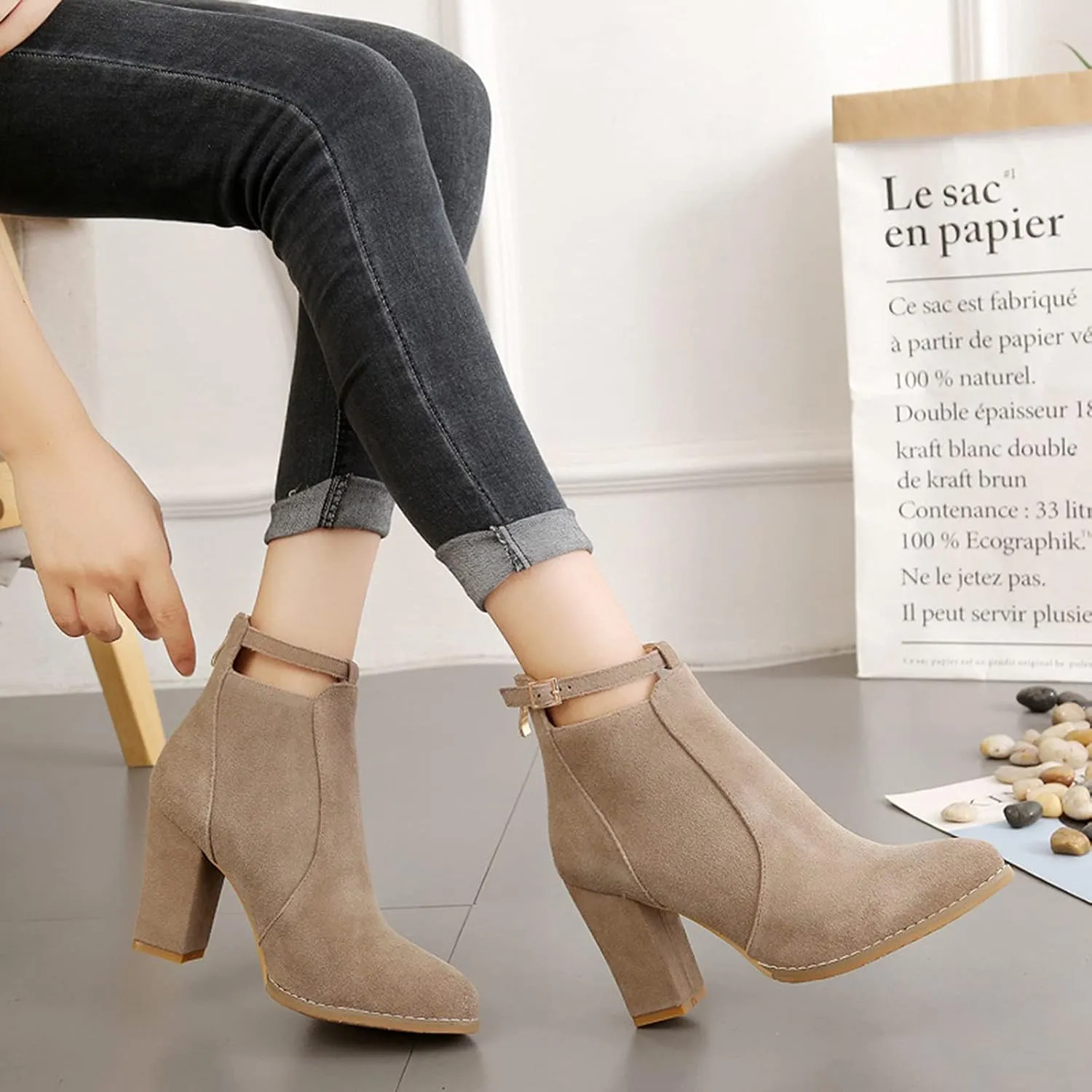 SBGMoSJ Black Wedge Ankle Boots for Women White Ankle Boots Wide Foot Womens Brown Ankle Boots Comfortable Ankle Leather Cowboy Boots for Women Dark Brown Ankle Boot Women Comfort