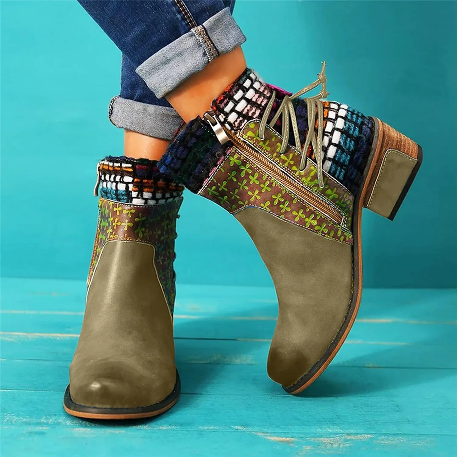 SBGMoSJ Black Wedge Ankle Boots for Women White Ankle Boots Wide Foot Womens Brown Ankle Boots Comfortable Ankle Leather Cowboy Boots for Women Dark Brown Ankle Boot Women Comfort