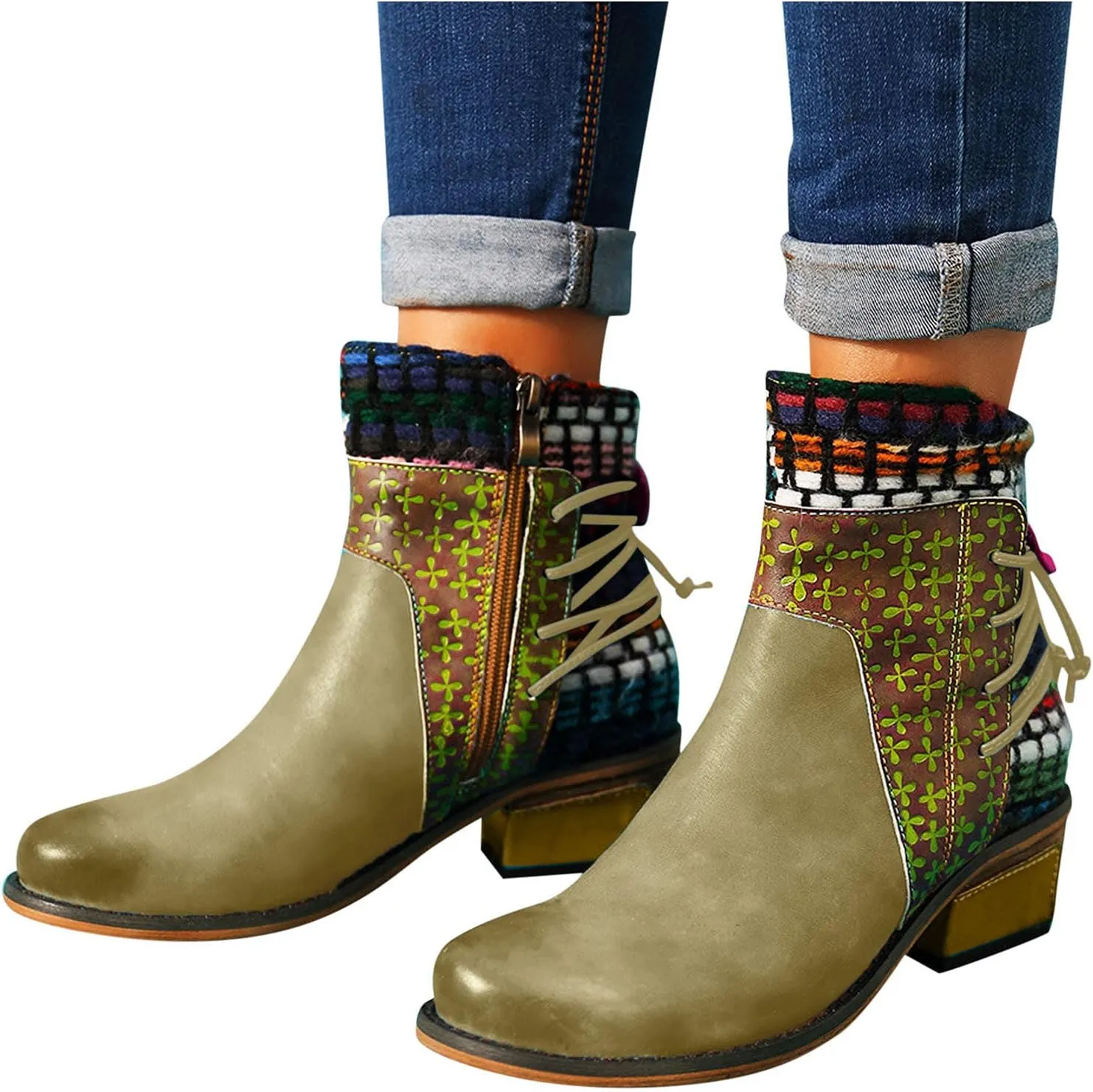 SBGMoSJ Black Wedge Ankle Boots for Women White Ankle Boots Wide Foot Womens Brown Ankle Boots Comfortable Ankle Leather Cowboy Boots for Women Dark Brown Ankle Boot Women Comfort