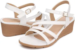 SHIBEVER Wedge Sandals for Women Dressy: Summer Low Wedges Womens Comfortable Open Toe Sandal