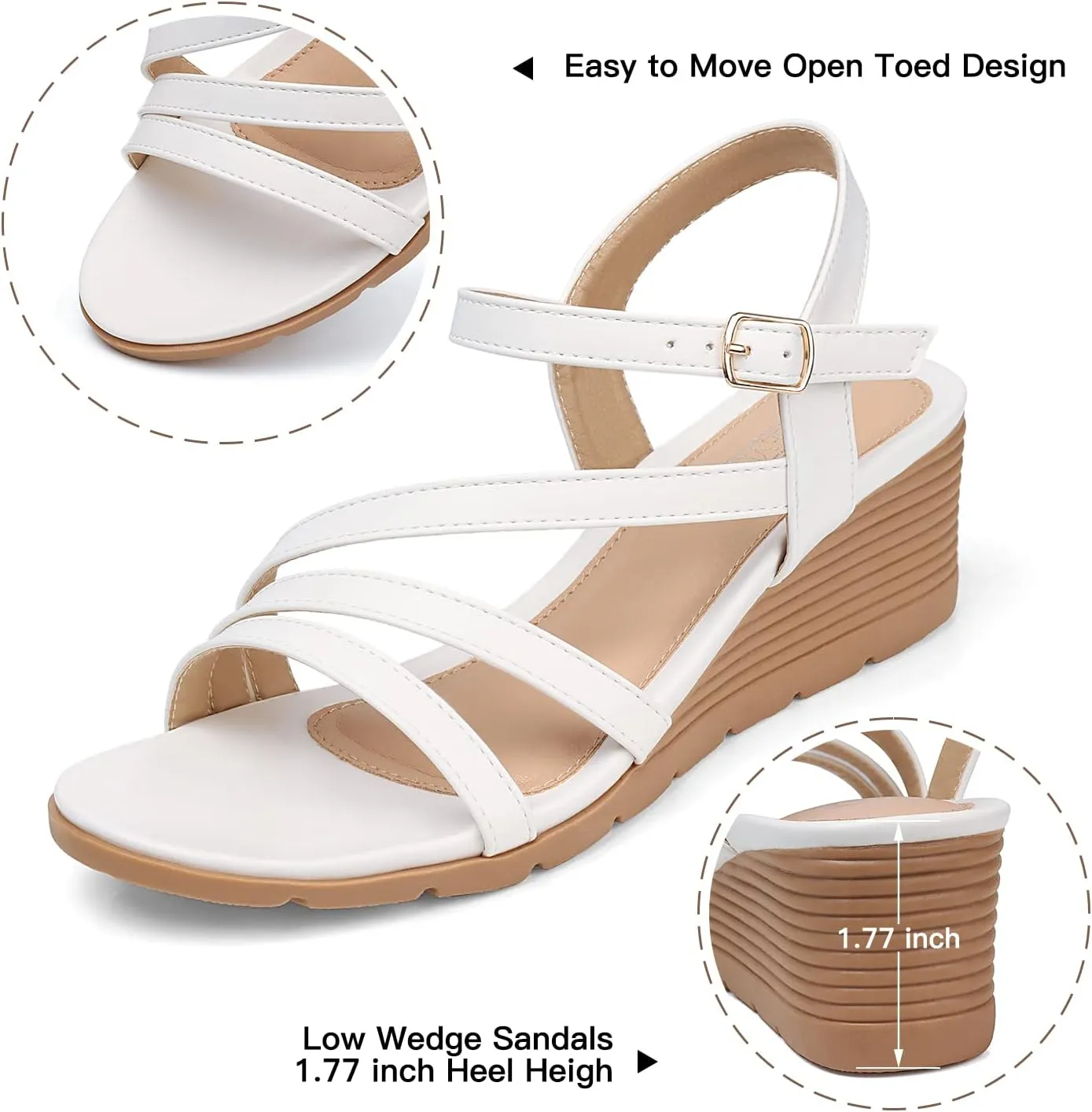 SHIBEVER Wedge Sandals for Women Dressy: Summer Low Wedges Womens Comfortable Open Toe Sandal