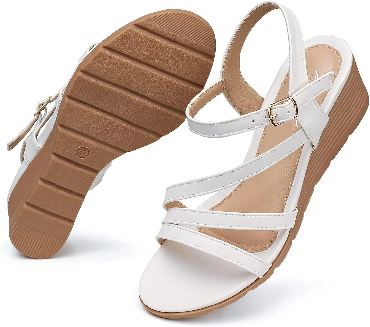 SHIBEVER Wedge Sandals for Women Dressy: Summer Low Wedges Womens Comfortable Open Toe Sandal