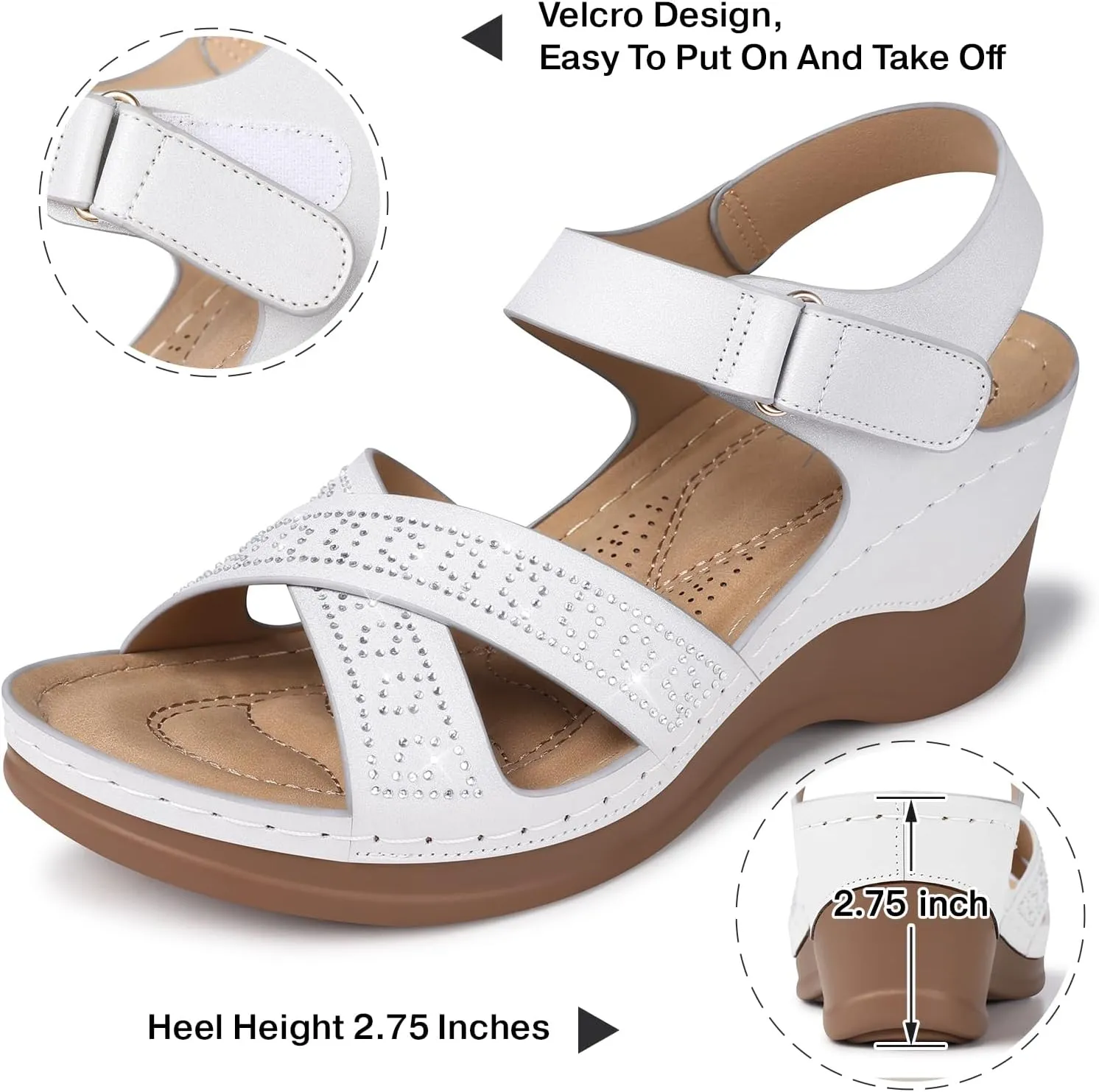 SHIBEVER Women's Wedge Sandals Platform: Comfortable Dressy Arch Support - Summer Open Toe Women Sandals