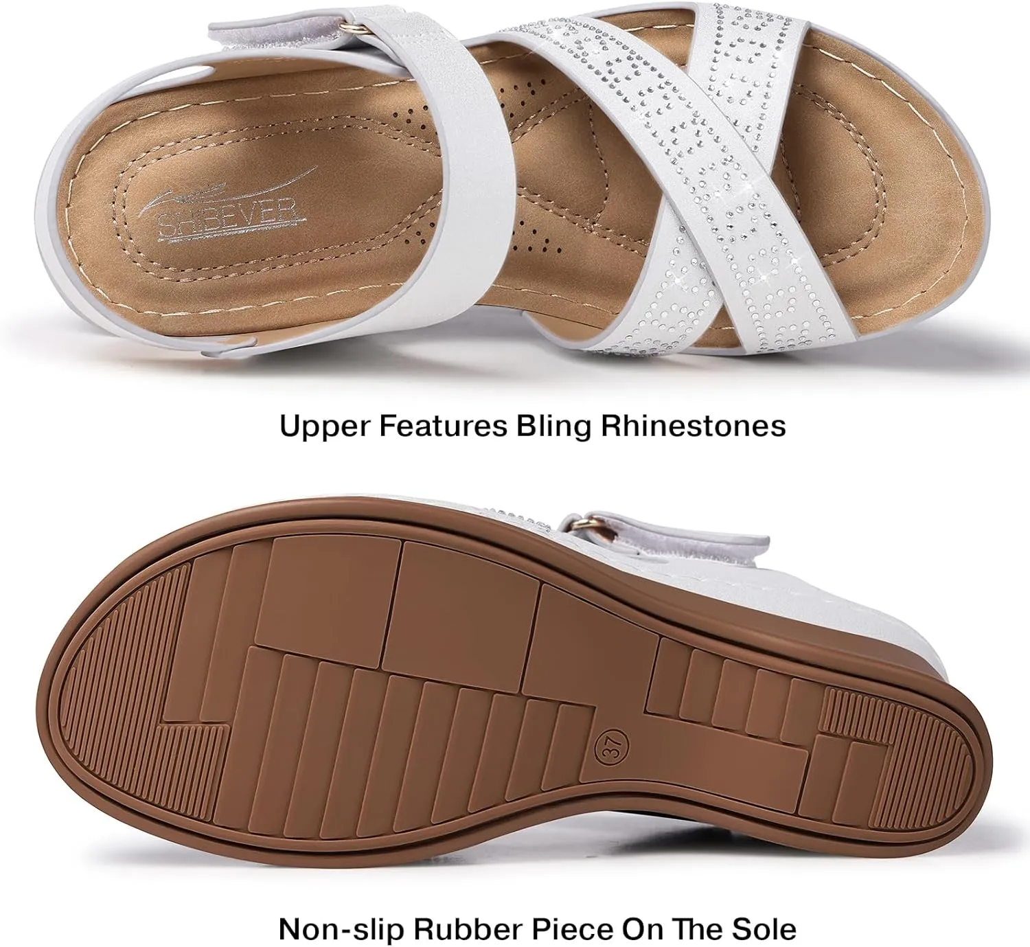 SHIBEVER Women's Wedge Sandals Platform: Comfortable Dressy Arch Support - Summer Open Toe Women Sandals