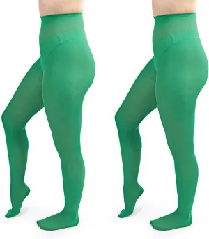 Silky Toes Women's Opaque Tights 1 or 2 Pairs -Black White And Colored Tights for Women