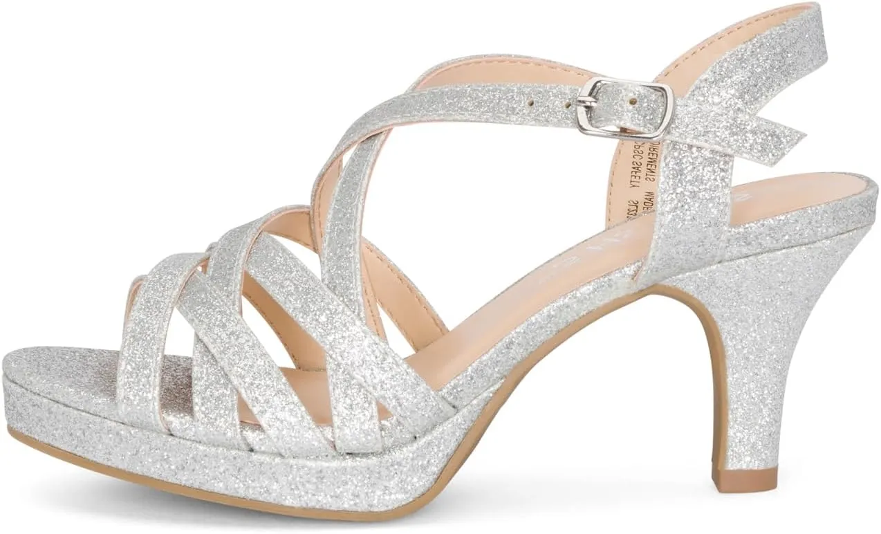 STYLISH S SOMMER-K - Girls Open Toe Criss Cross Straps Ankle Buckle Low Heel Dress Pumps Sandals