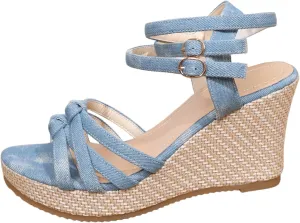 SuanlaTDS Women's Platform Espadrilles Wedge Sandals 2025 Comfortable Bow Crisscross Open Toe Buckle Ankle Strap Dressy Summer Outdoor High Heel Wedges Wedding Shoes Party Elegant Sandal