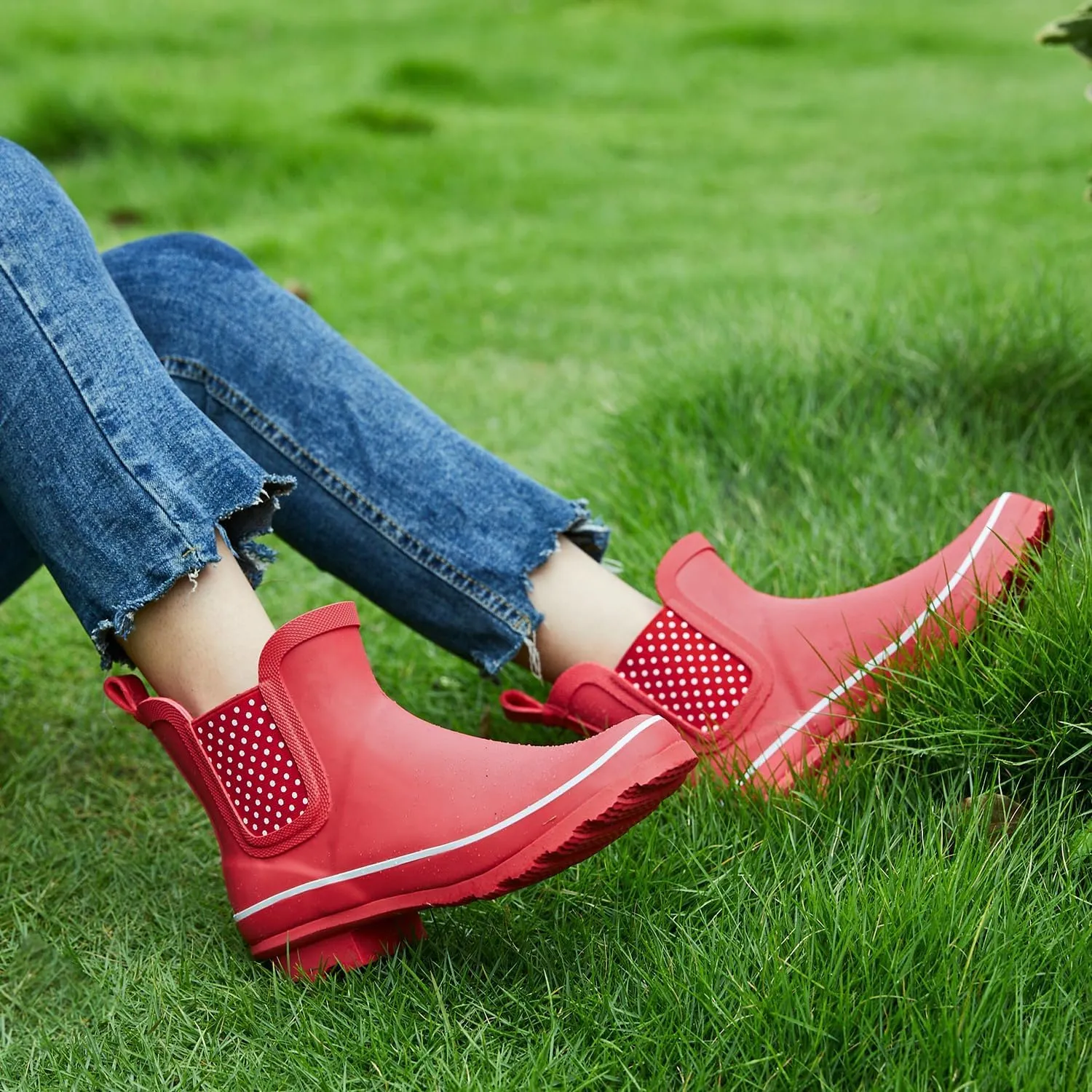 SWIFTFROG Rain Boots for Women - Waterproof Ankle Garden Shoes Anti-Slipping Floral Printed Rainboots for Ladies Stylish Light Ankle Rain Shoes, Women's Rain Footwear