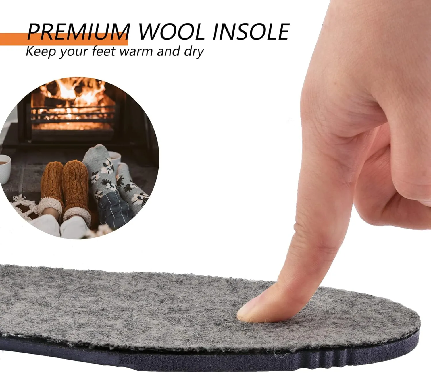 Thick Merino Wool Insoles for Men Fur Fleece Shoes Inserts Memory Foam Cushion Comfort Warm Sheepskin Insoles for Winter Snow Boots Slippers Grey 45EU,US12