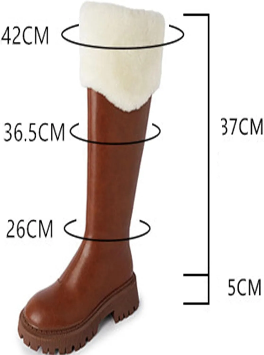 Thick Soled Zip Up Knee High Snow Boots, Short Plush Lined Raw Edge Windproof Warm Straight Boots Leather Shiny Waterproof Casual Fashion Boots