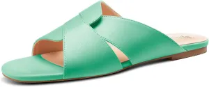 TNYNFBEB Womens Low Heel Peep Open Square Toe Sandals Flats Shoes Slingback Slip-on Party Basic Classic Summer 0.4 Inches Heels