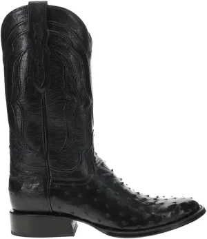Tony Lama Mens Canonero Full Quill Ostrich Round Toe Pull On Dress Boots Mid Calf - Black