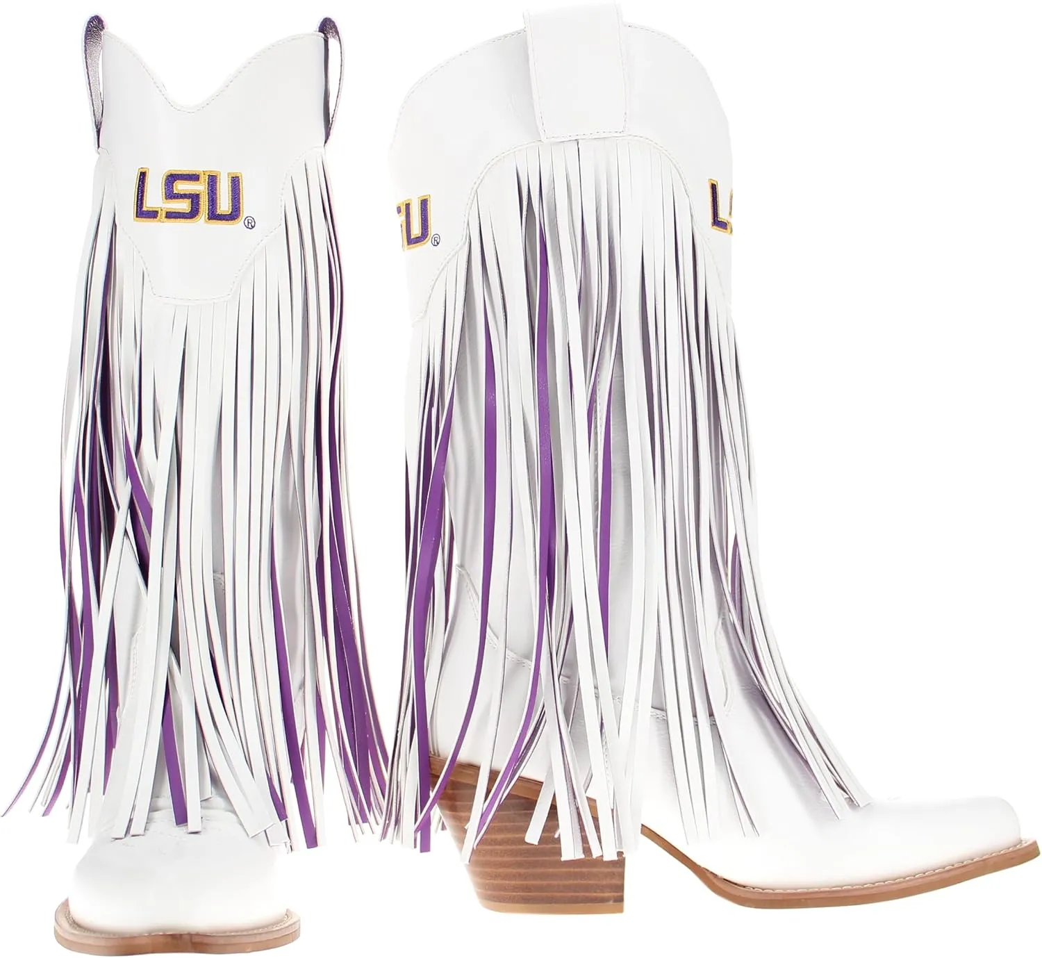 Vaccari Women's Kacey Premium PU Leather NCAA Athletics Fringe Cowboy Boots