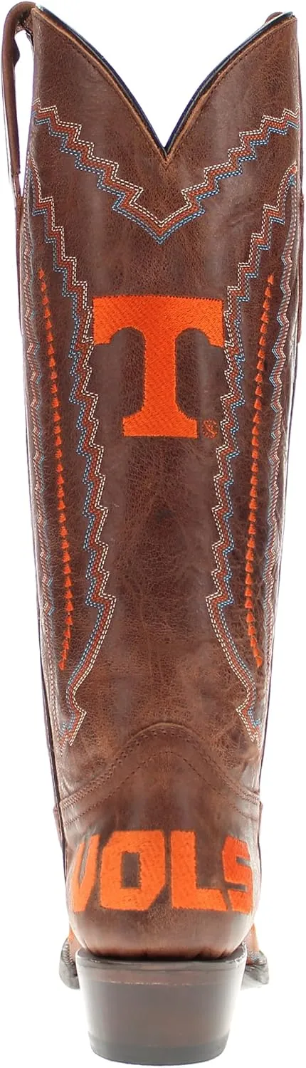 Vaccari Women's Naomi Genuine Leather Collegiate Embroidery Snip Toe Cowgirl Boots