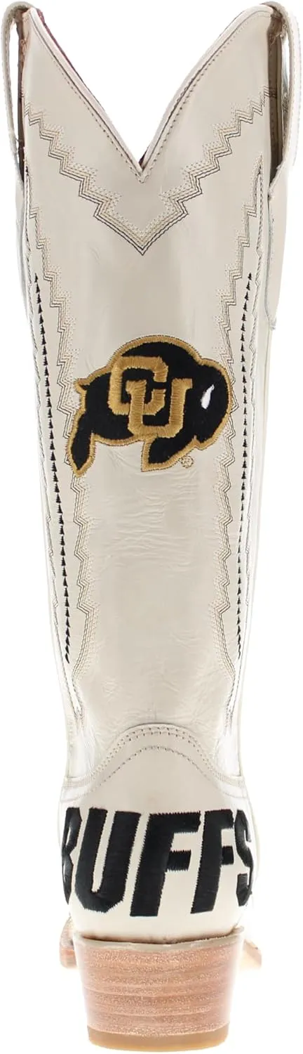 Vaccari Women's Naomi Genuine Leather Collegiate Embroidery Snip Toe Cowgirl Boots