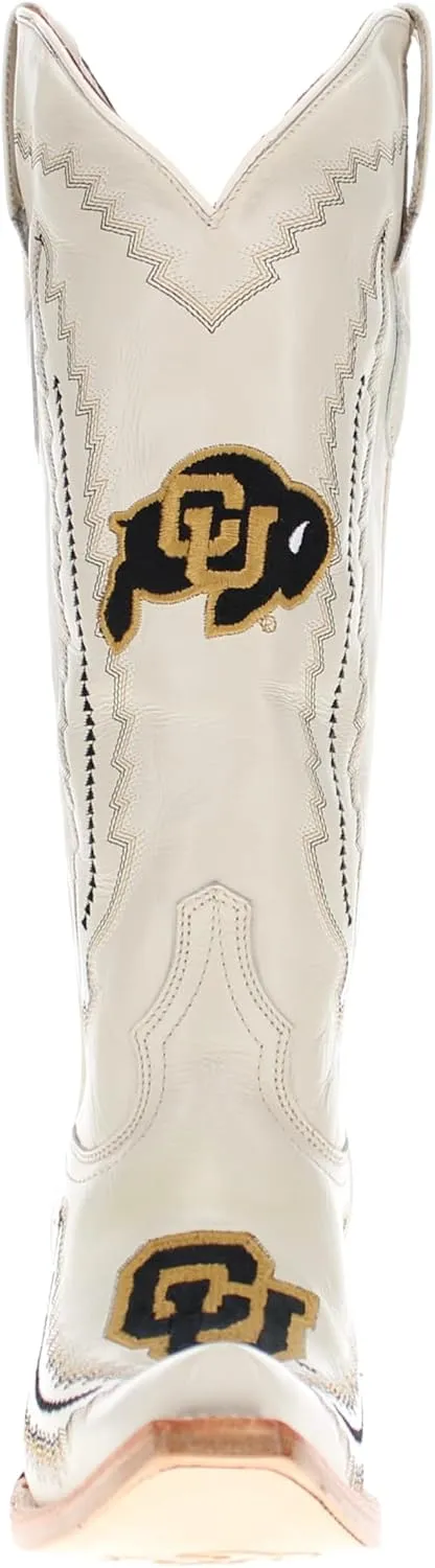 Vaccari Women's Naomi Genuine Leather Collegiate Embroidery Snip Toe Cowgirl Boots