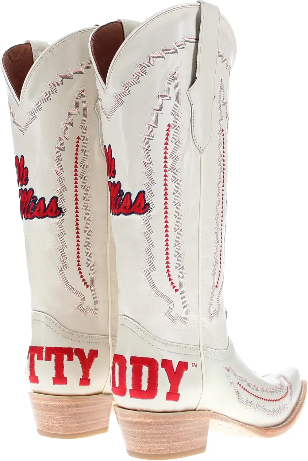 Vaccari Women's Naomi Genuine Leather Collegiate Embroidery Snip Toe Cowgirl Boots