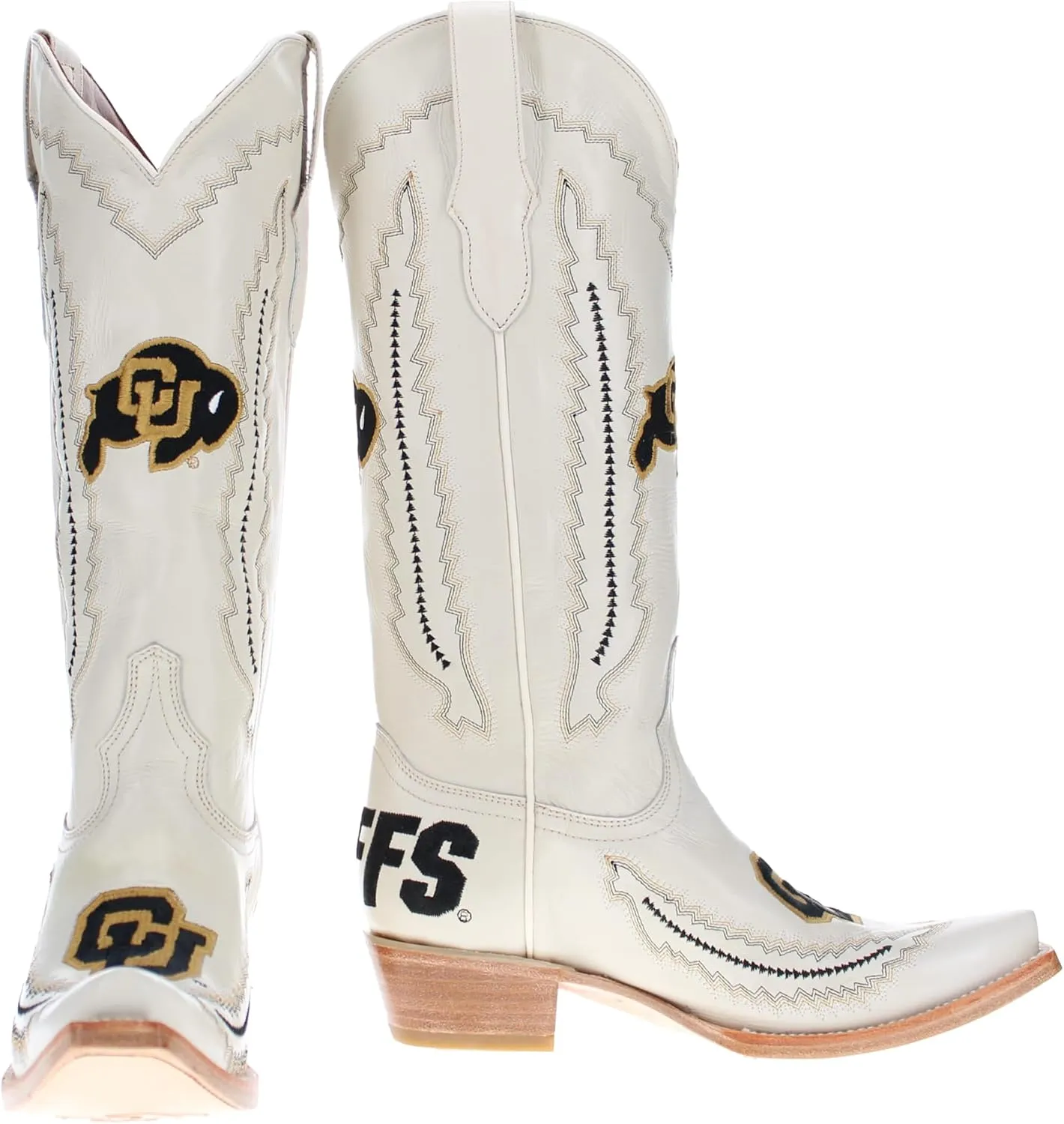 Vaccari Women's Naomi Genuine Leather Collegiate Embroidery Snip Toe Cowgirl Boots