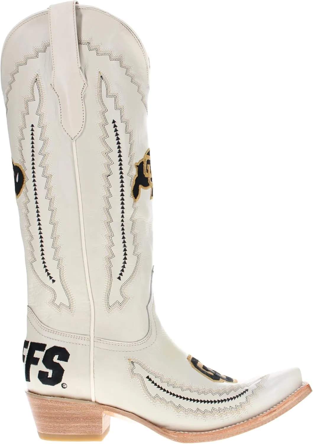 Vaccari Women's Naomi Genuine Leather Collegiate Embroidery Snip Toe Cowgirl Boots