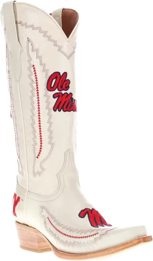 Vaccari Women's Naomi Genuine Leather Collegiate Embroidery Snip Toe Cowgirl Boots