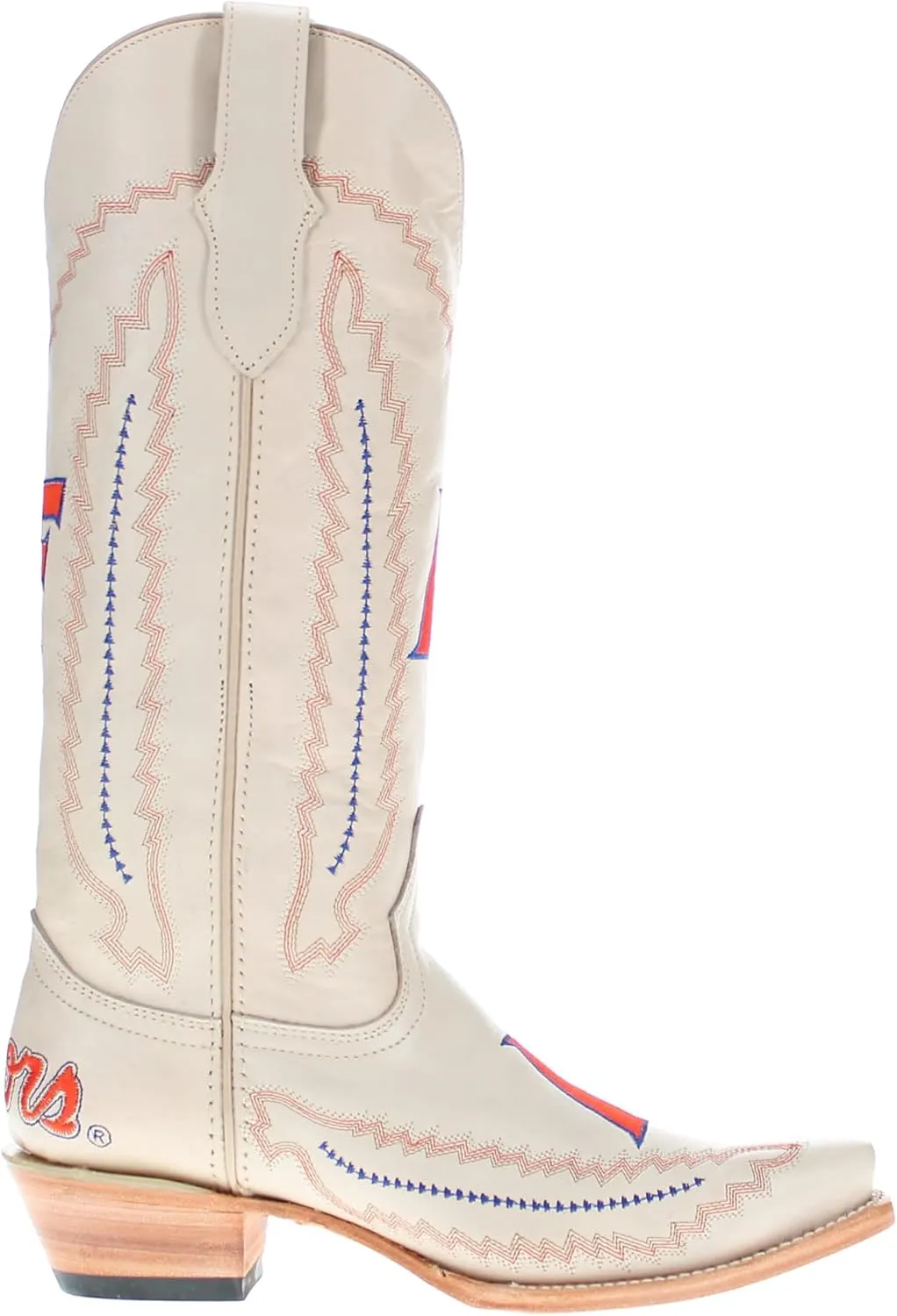 Vaccari Women's Naomi Genuine Leather Collegiate Embroidery Snip Toe Cowgirl Boots