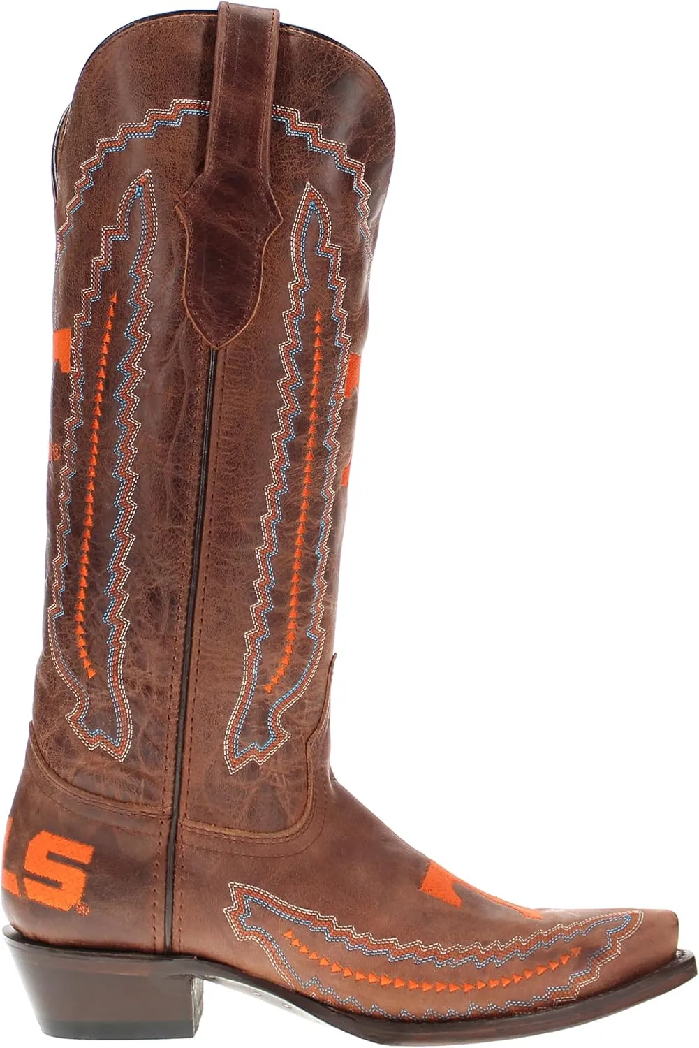 Vaccari Women's Naomi Genuine Leather Collegiate Embroidery Snip Toe Cowgirl Boots