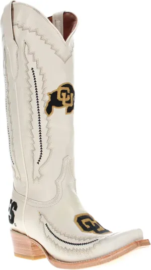 Vaccari Women's Naomi Genuine Leather Collegiate Embroidery Snip Toe Cowgirl Boots
