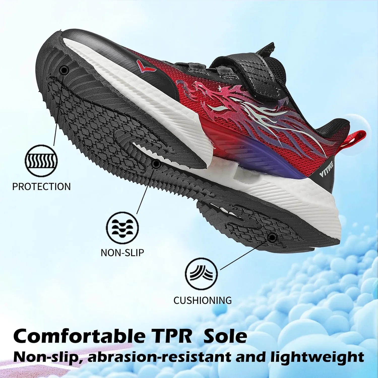 VITUOFLY Boys Sneakers Kids Running Shoes Girls Mesh Fitness Shoe Indoor Training Sneaker Lightweight Outdoor Sports Athletic Tennis Shoes for Little Kid/Big Kid