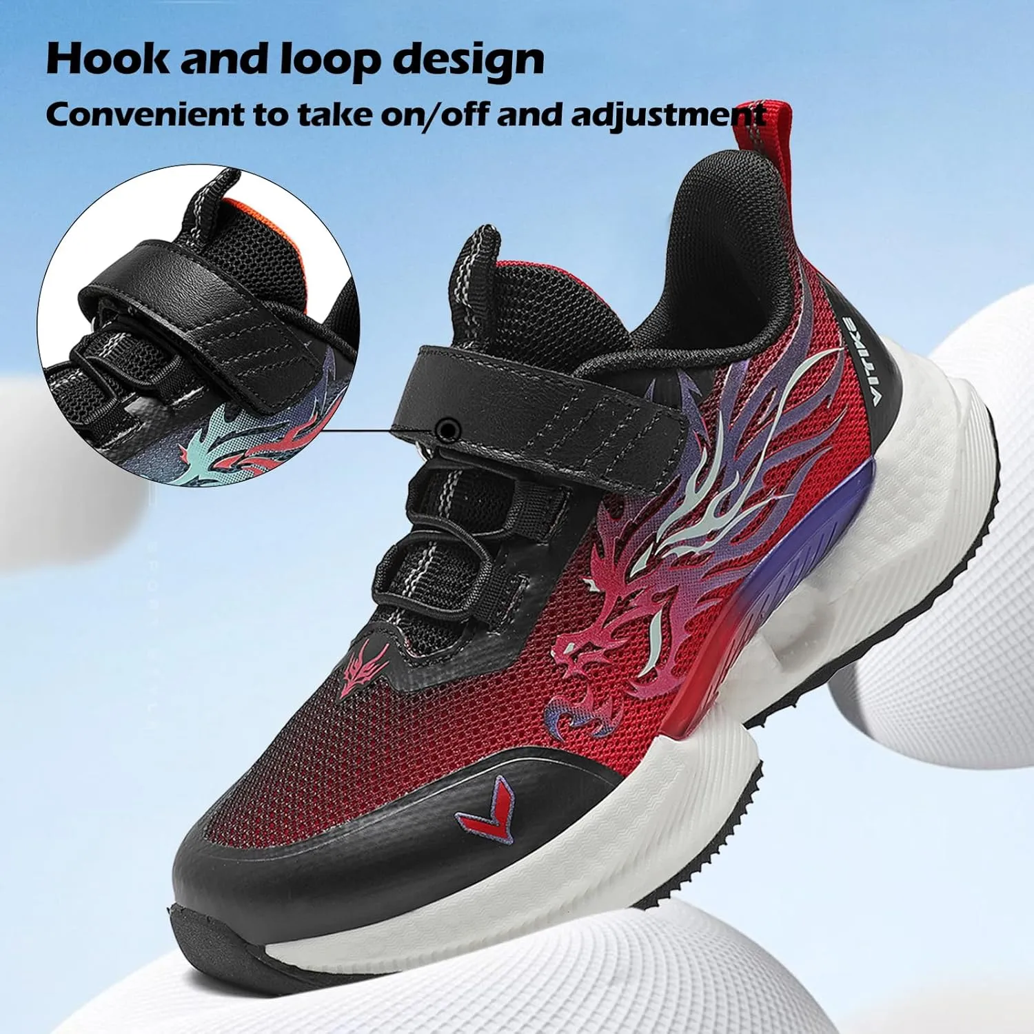 VITUOFLY Boys Sneakers Kids Running Shoes Girls Mesh Fitness Shoe Indoor Training Sneaker Lightweight Outdoor Sports Athletic Tennis Shoes for Little Kid/Big Kid