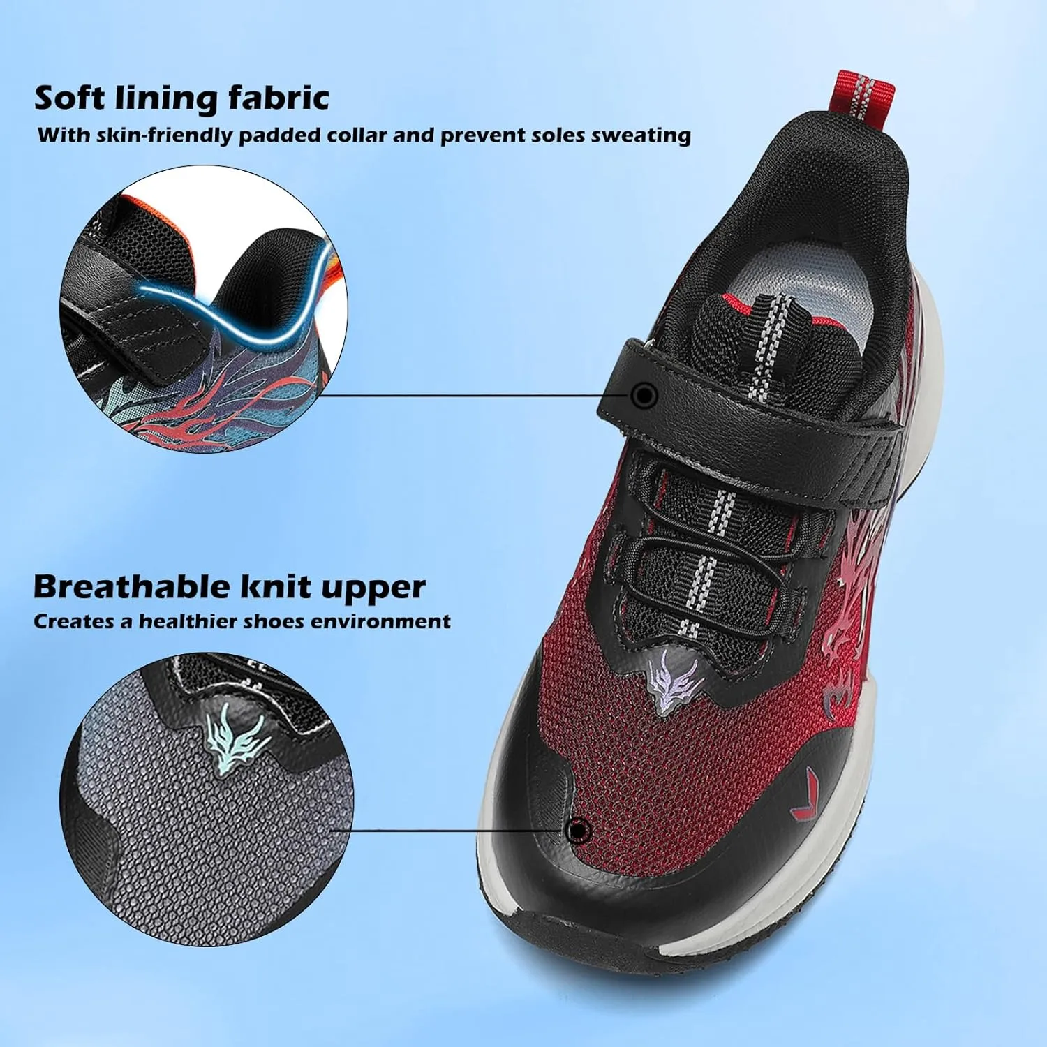 VITUOFLY Boys Sneakers Kids Running Shoes Girls Mesh Fitness Shoe Indoor Training Sneaker Lightweight Outdoor Sports Athletic Tennis Shoes for Little Kid/Big Kid