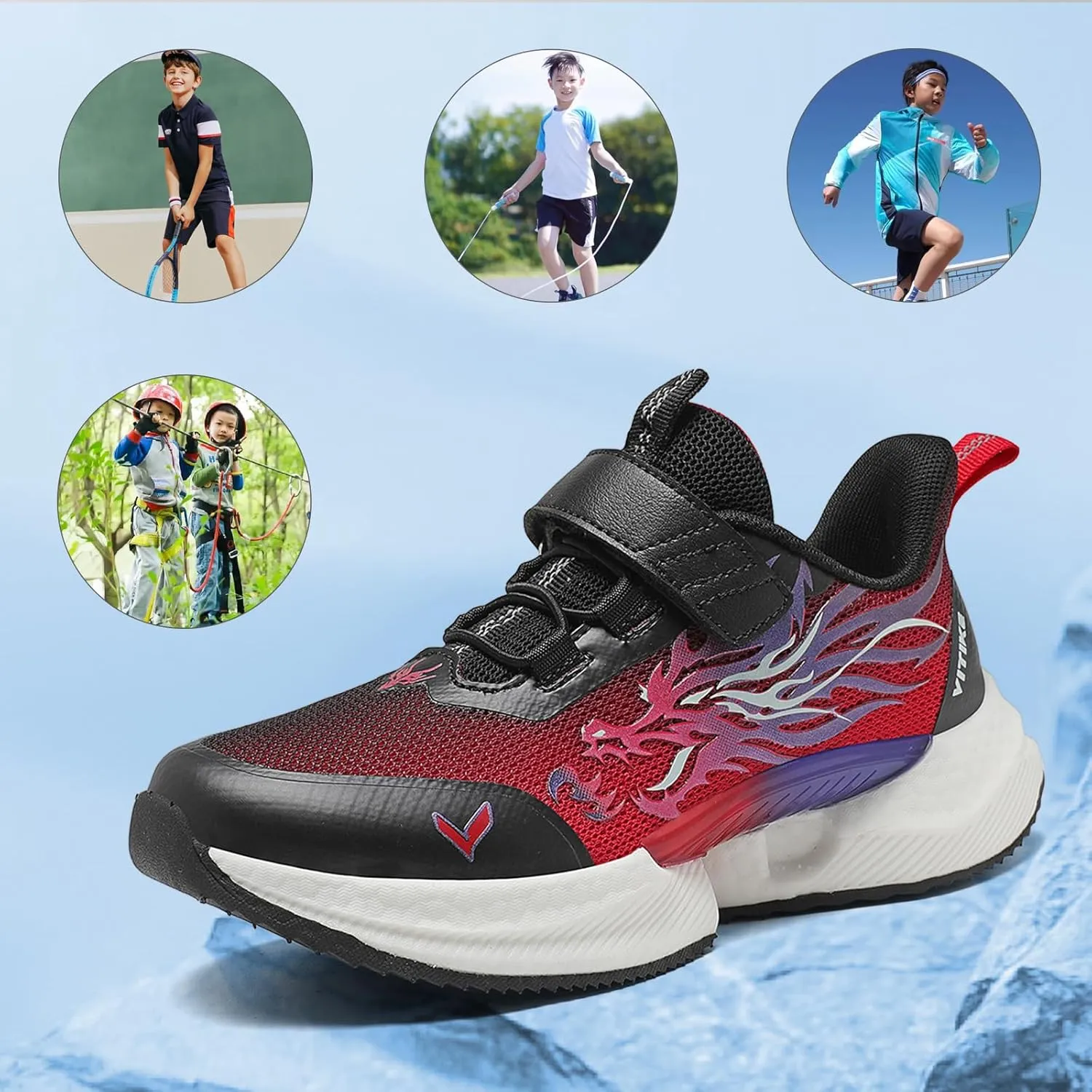 VITUOFLY Boys Sneakers Kids Running Shoes Girls Mesh Fitness Shoe Indoor Training Sneaker Lightweight Outdoor Sports Athletic Tennis Shoes for Little Kid/Big Kid