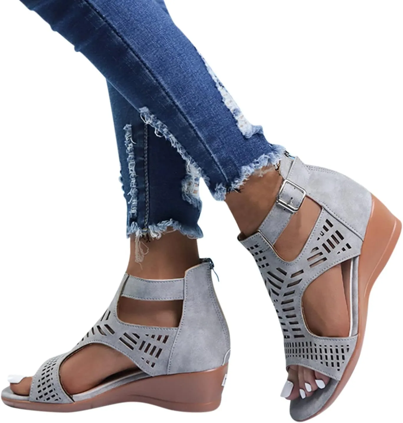 Wedge 2024 Heeled Sandals Cute Wedge Sandals Spring Open Toe Trendy Casual Comfort Summer Cover Heel Dressy Cutout
