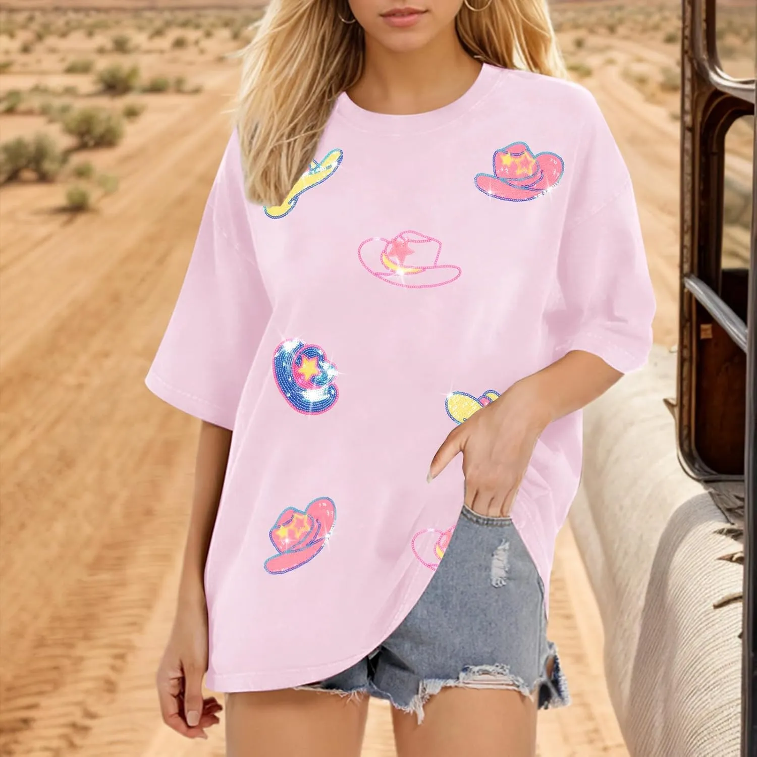 Western Shirts for Women Cowgirl Outfits: Sequin Rodeo Cowboy Shirt Hat Boots Graphic Tees Country Music Casual Tops